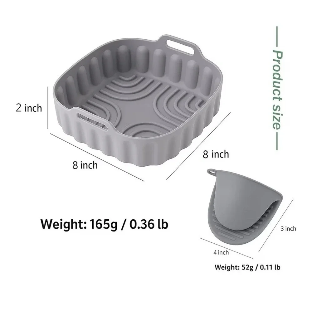 6 PCS Air Fryer Silicone Liners, 8 Inch Square Silicone Air Fryer Liners  [W]